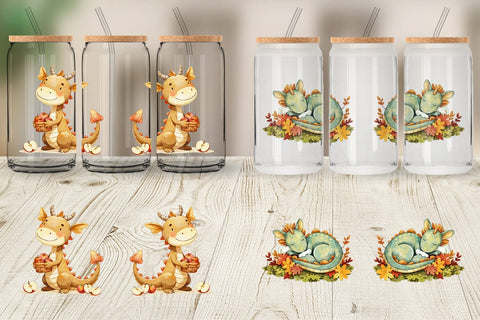 Glass Can Autumn Baby Dragons Sublimation artnoy 