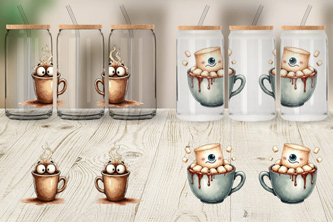 Glass Can Autumn Beverages Sublimation artnoy 
