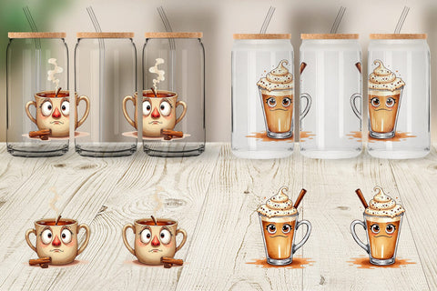 Glass Can Autumn Beverages Sublimation artnoy 
