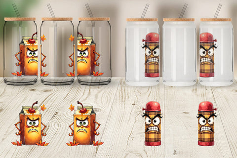 Glass Can Autumn Beverages Sublimation artnoy 