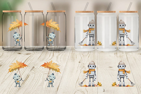 Glass Can Autumn Bot Friends Sublimation artnoy 