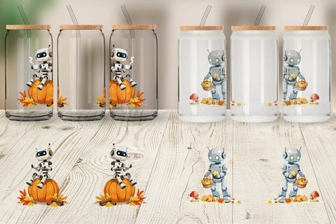 Glass Can Autumn Bot Friends Sublimation artnoy 