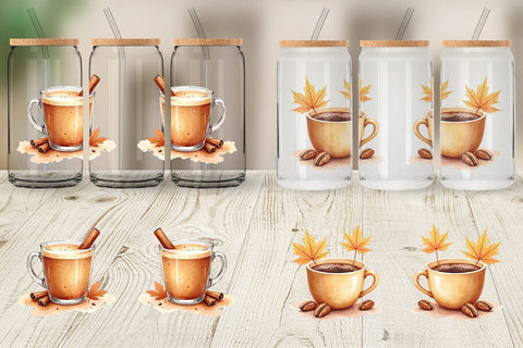 Glass Can Autumn Drinks Sublimation artnoy 