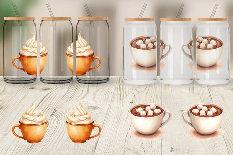 Glass Can Autumn Drinks Sublimation artnoy 