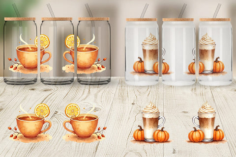 Glass Can Autumn Drinks Sublimation artnoy 