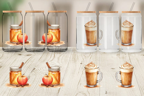 Glass Can Autumn Drinks Sublimation artnoy 
