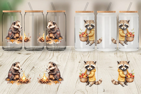 Glass Can Autumn Forest Cuties Sublimation artnoy 