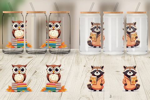 Glass Can Autumn Forest School Sublimation artnoy 