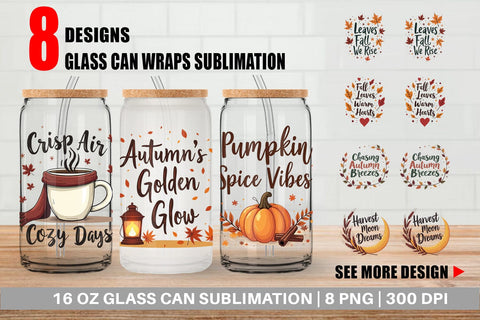 Glass Can Autumn Glow Quotes Sublimation artnoy 