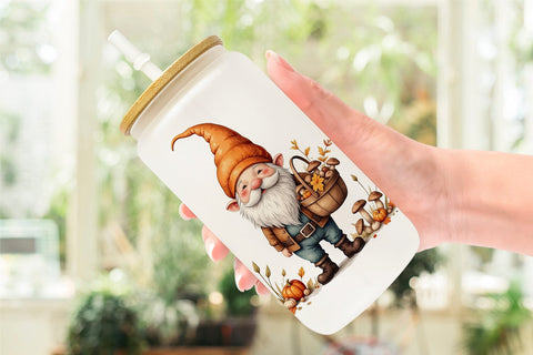Glass Can Autumn Gnome Friends Sublimation artnoy 
