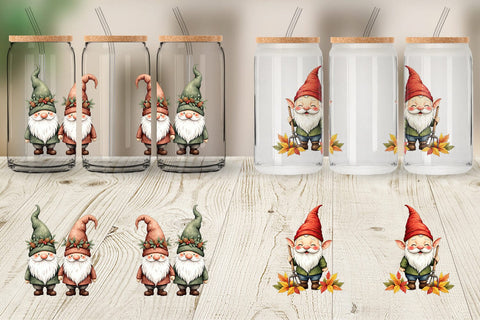 Glass Can Autumn Gnome Friends Sublimation artnoy 