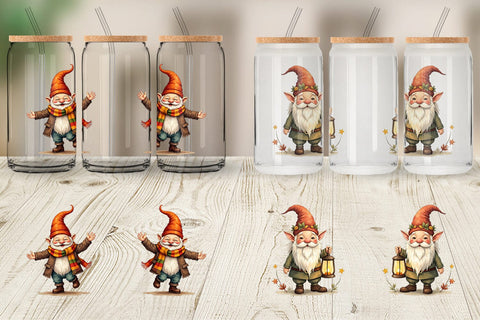 Glass Can Autumn Gnome Friends Sublimation artnoy 