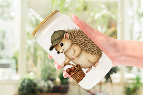Glass Can Autumn Hat Critters Sublimation artnoy 