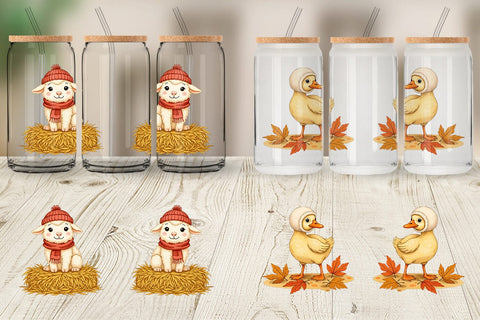 Glass Can Autumn Hat Critters Sublimation artnoy 
