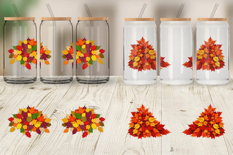 Glass Can Autumn Leaves Sublimation artnoy 