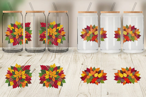 Glass Can Autumn Leaves Sublimation artnoy 