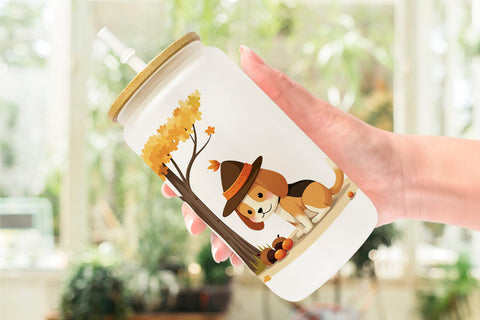 Glass Can Autumn Puppy Parade Sublimation artnoy 