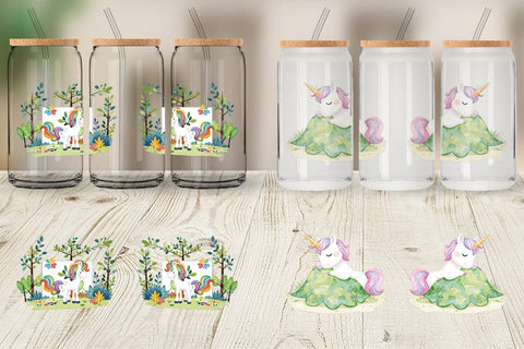 Glass Can Autumn Unicorn Whimsy Sublimation artnoy 
