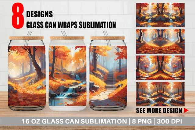 Glass Can Autumn Vibrant Beauty Sublimation artnoy 