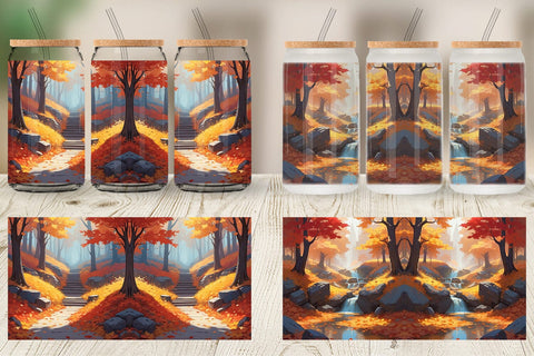 Glass Can Autumn Vibrant Beauty Sublimation artnoy 