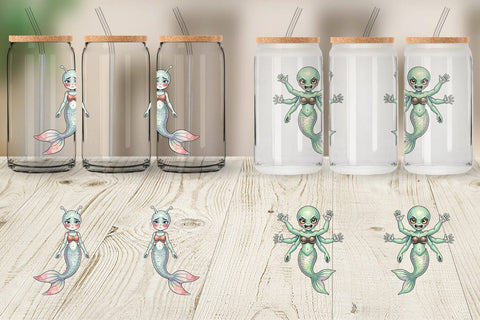 Glass Can Awkward Alien Mermaids Sublimation artnoy 