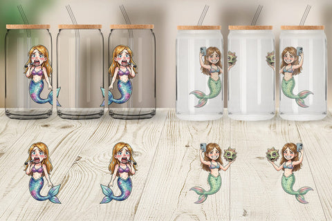 Glass Can Awkward Alien Mermaids Sublimation artnoy 
