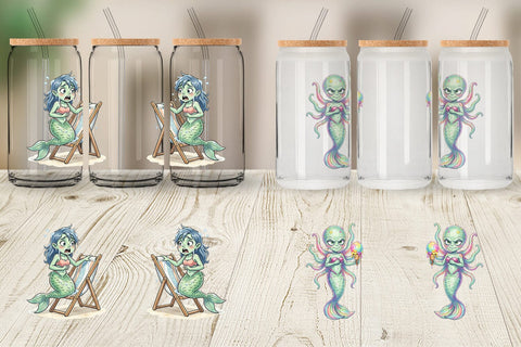 Glass Can Awkward Alien Mermaids Sublimation artnoy 