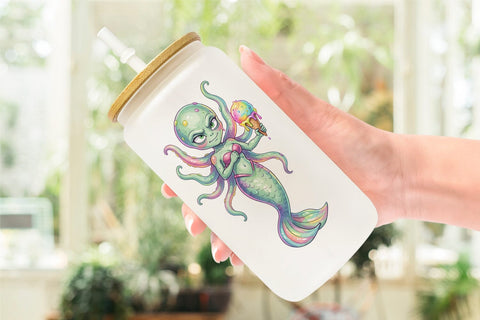 Glass Can Awkward Alien Mermaids Sublimation artnoy 