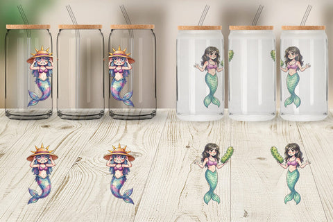 Glass Can Awkward Alien Mermaids Sublimation artnoy 