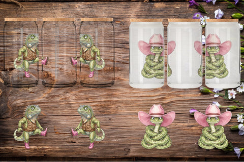 Glass Can Awkward Desert Animal Boho Watercolor Sublimation artnoy 