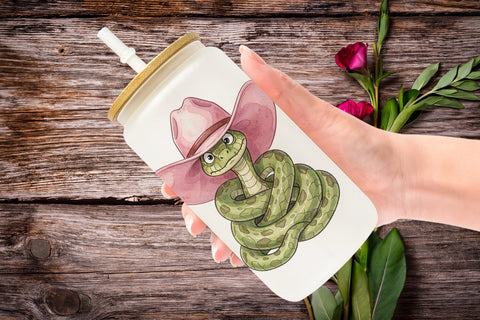 Glass Can Awkward Desert Animal Boho Watercolor Sublimation artnoy 