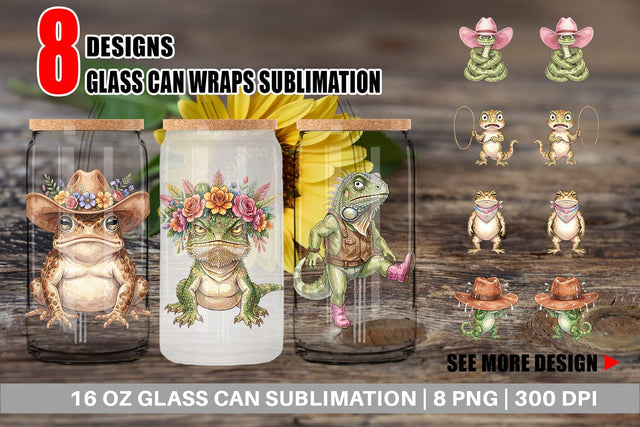 Glass Can Awkward Desert Animal Boho Watercolor Sublimation artnoy 
