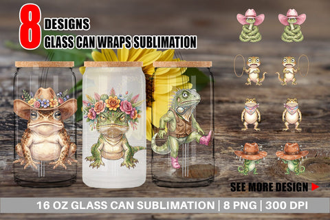 Glass Can Awkward Desert Animal Boho Watercolor Sublimation artnoy 