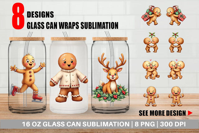 Glass Can Awkward Holiday Moments Gingerbread Sublimation artnoy 