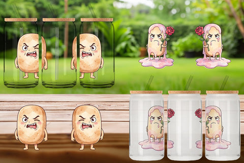 Glass Can Awkward Ice Cream Date Watercolor Sublimation artnoy 