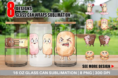 Glass Can Awkward Ice Cream Date Watercolor Sublimation artnoy 