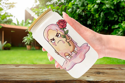 Glass Can Awkward Ice Cream Date Watercolor Sublimation artnoy 
