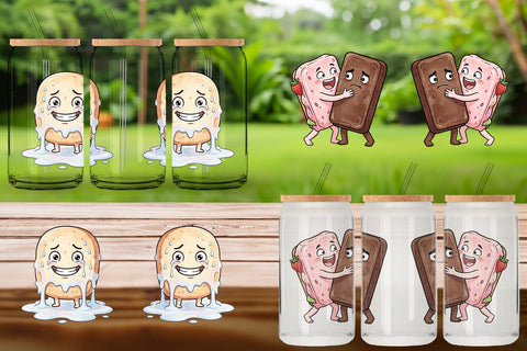 Glass Can Awkward Ice Cream Date Watercolor Sublimation artnoy 