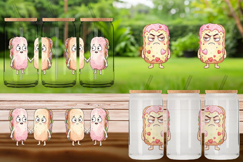Glass Can Awkward Ice Cream Date Watercolor Sublimation artnoy 