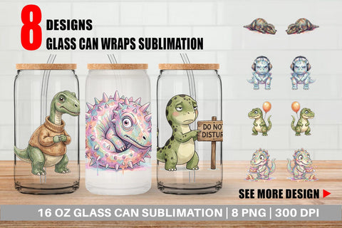 Glass Can Awkward Introvert Dinosaur Sublimation artnoy 