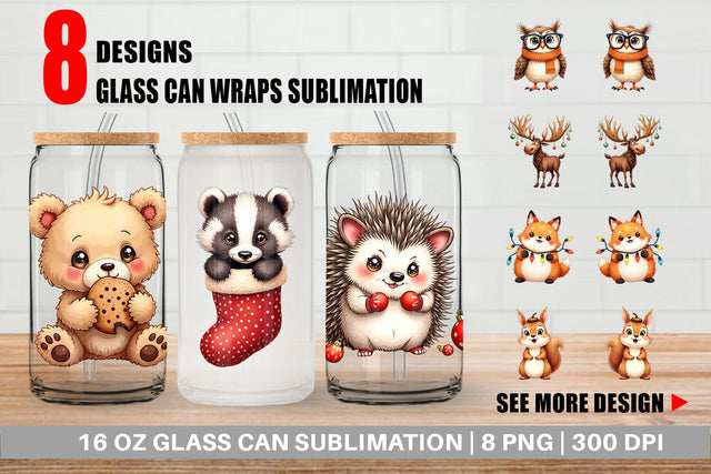 Glass Can Awkward Nordic Woodland Sublimation artnoy 