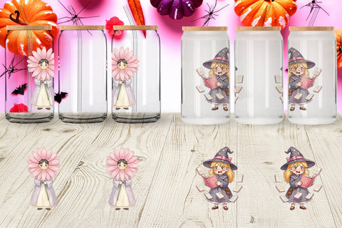 Glass Can Awkward Pink Witch Retro Watercolor Sublimation artnoy 