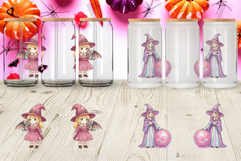 Glass Can Awkward Pink Witch Retro Watercolor Sublimation artnoy 