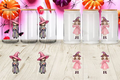 Glass Can Awkward Pink Witch Retro Watercolor Sublimation artnoy 