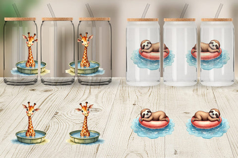 Glass Can Awkward Pool Animals Sublimation artnoy 