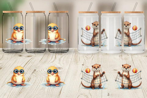 Glass Can Awkward Pool Animals Sublimation artnoy 