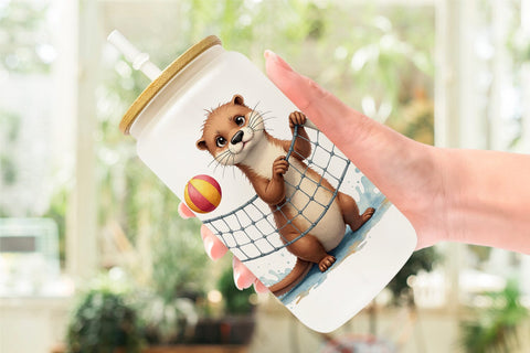 Glass Can Awkward Pool Animals Sublimation artnoy 