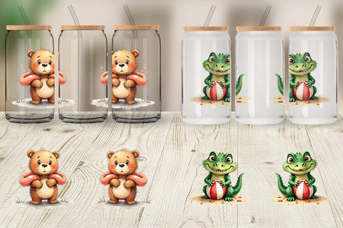 Glass Can Awkward Pool Animals Sublimation artnoy 