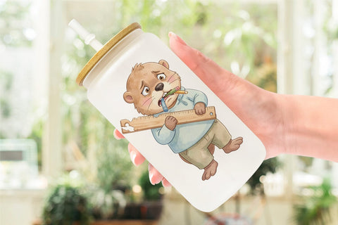 Glass Can Awkward Recess Misfits Watercolor Sublimation artnoy 