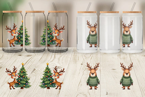 Glass Can Awkward Reindeer Academy Sublimation artnoy 